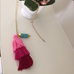 Pink ombré and turquoise pendant necklace